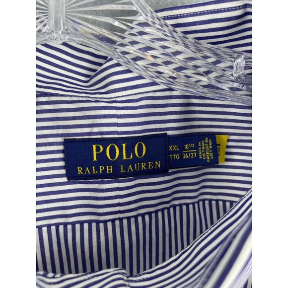 Polo Ralph Lauren Shirt Men's XXL White Striped Long Sleeve Button Up Workwear - Picture 6 of 11